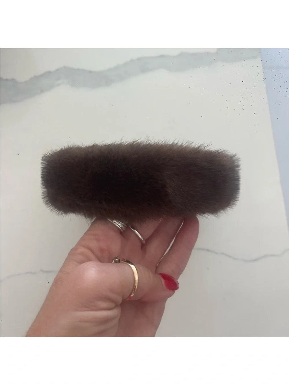 Genuine Mink Fur Headband Dark Brown Luxury Winter wow gorgeous new